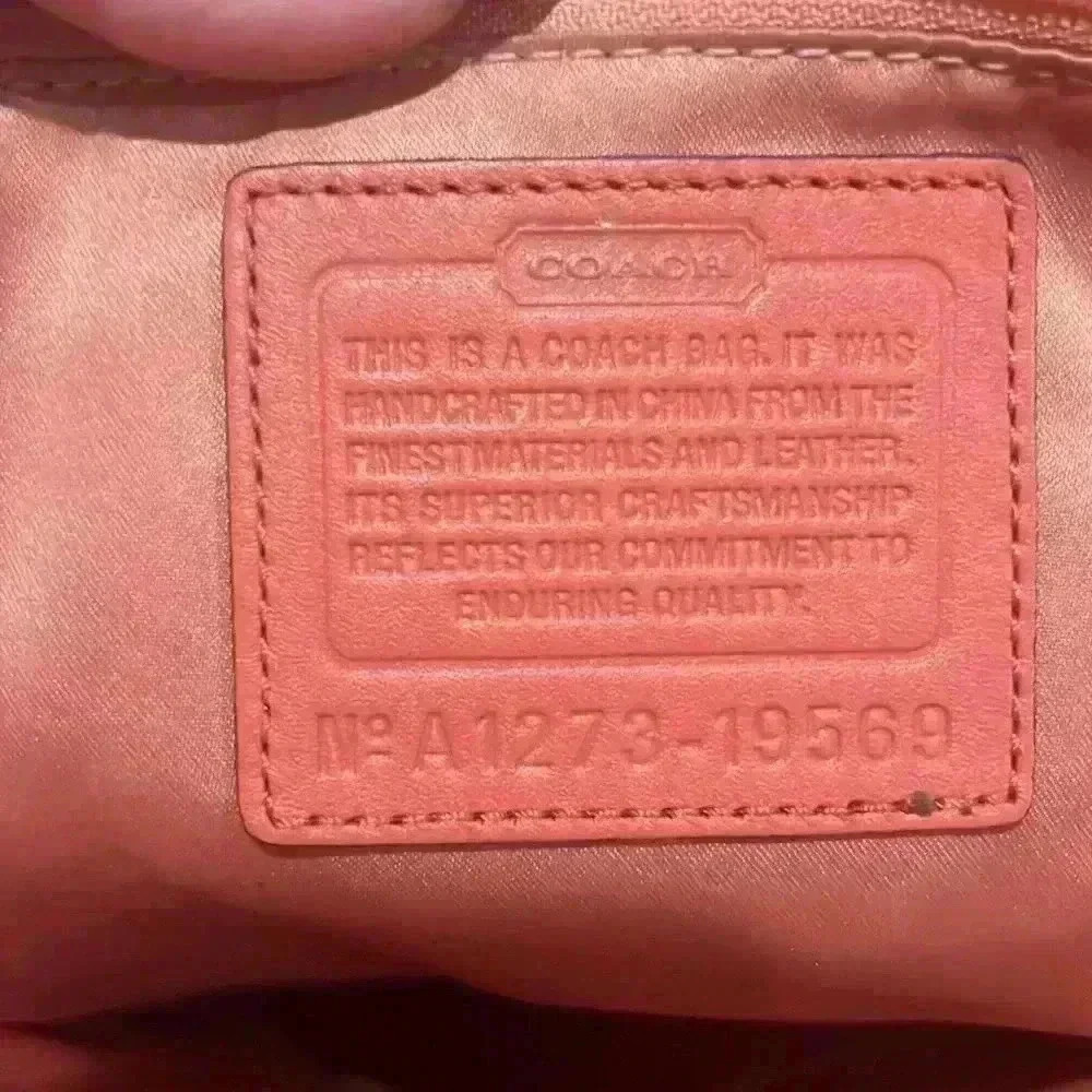 PENDING Coach Audrey OP ART Coral Peach Patent Leather Tote Shoulder Handbag - Picture 3 of 16